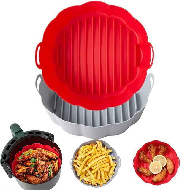 Eidsefe Air Fryer Silicone Liners, 2PCS 7.5" Food Grade Reusable Air Fryer Liner, Easy Cleaning Fits 3-5QT Airfryer Accessories
