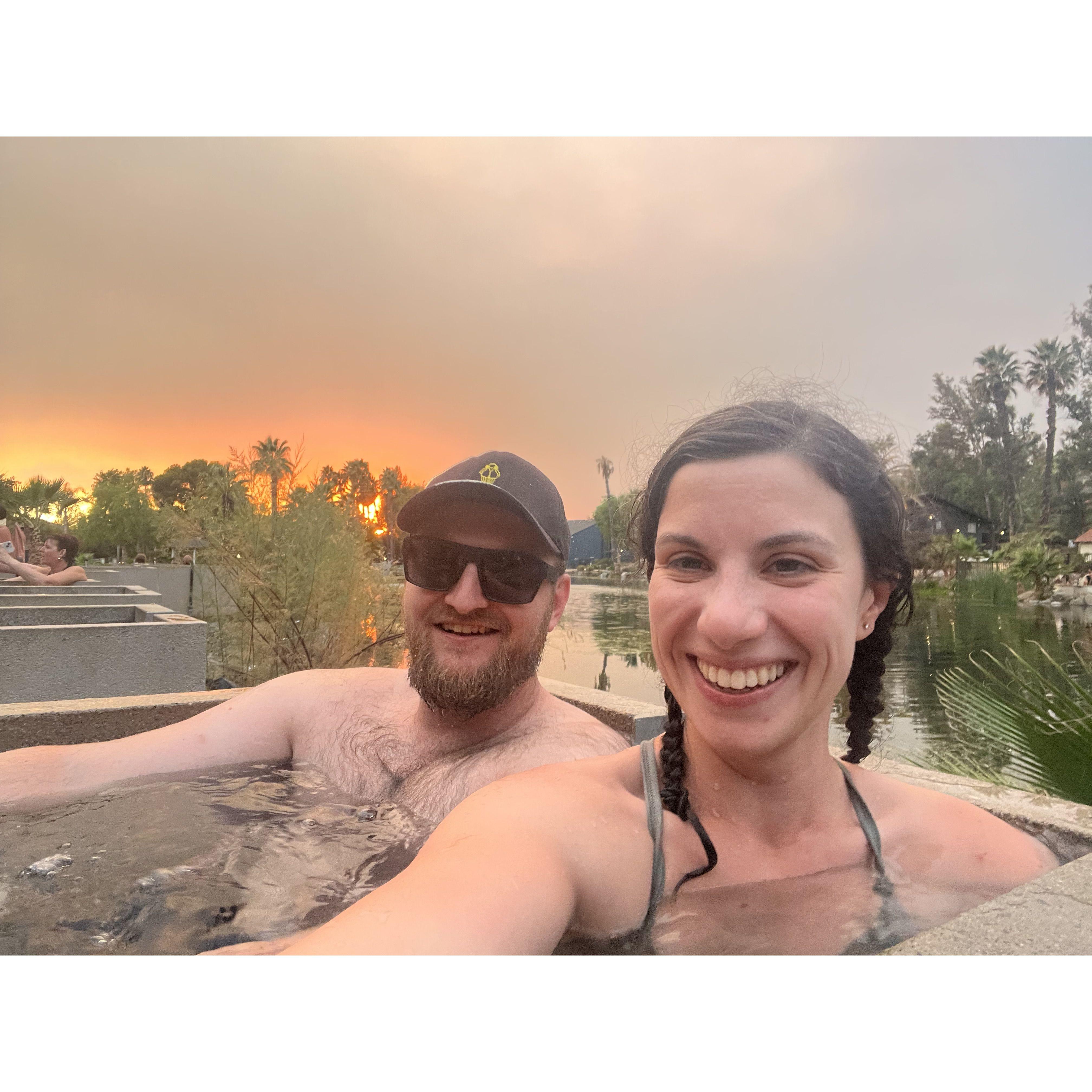 Hot tubbing with a firey view