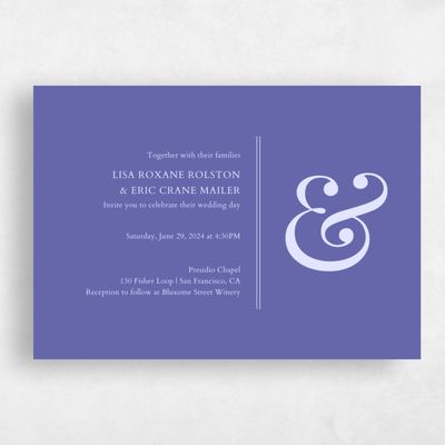 Dusty Blue Wedding Invitation - Verona Landscape