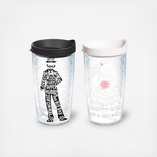 Dress And Tuxedo 2-Piece Tumbler Set with Travel Lid
