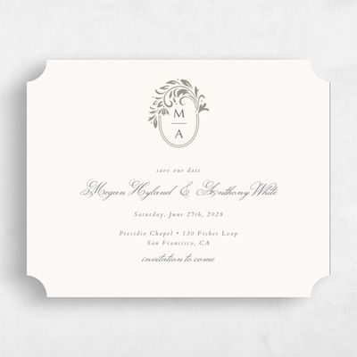 Green Ticket Wedding Save the Date - Palais Landscape
