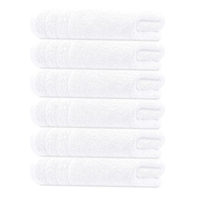 Tens Towels Pack of 6 Hand Towels, 100% Cotton, Lighter Weight, Quick to Dry, 16 x 28 Inches, Super Soft & Absorbent, Perfect for Bathroom & Kitchen, White
