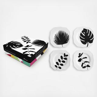 Cocktails On The Roof Leaves Plate, Set of 4