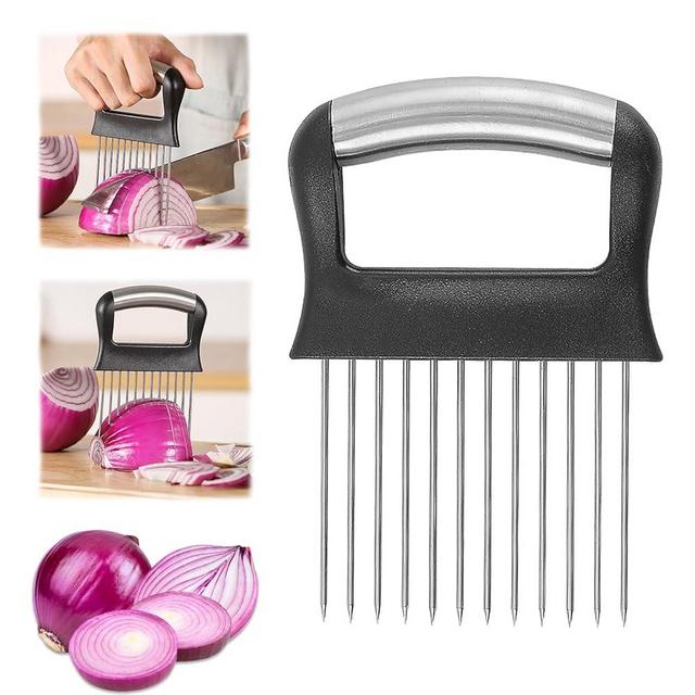 Suuker Onion Holder for Slicing, Large Onion Cutter for Slicing and Storage Onions, Tomato, Lemon, Avocados, Eggs and Vegetables, Stainless Steel Onion Holder, Onion Slicer