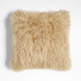 Mongolian Sheepskin Square Throw Pillow Cover