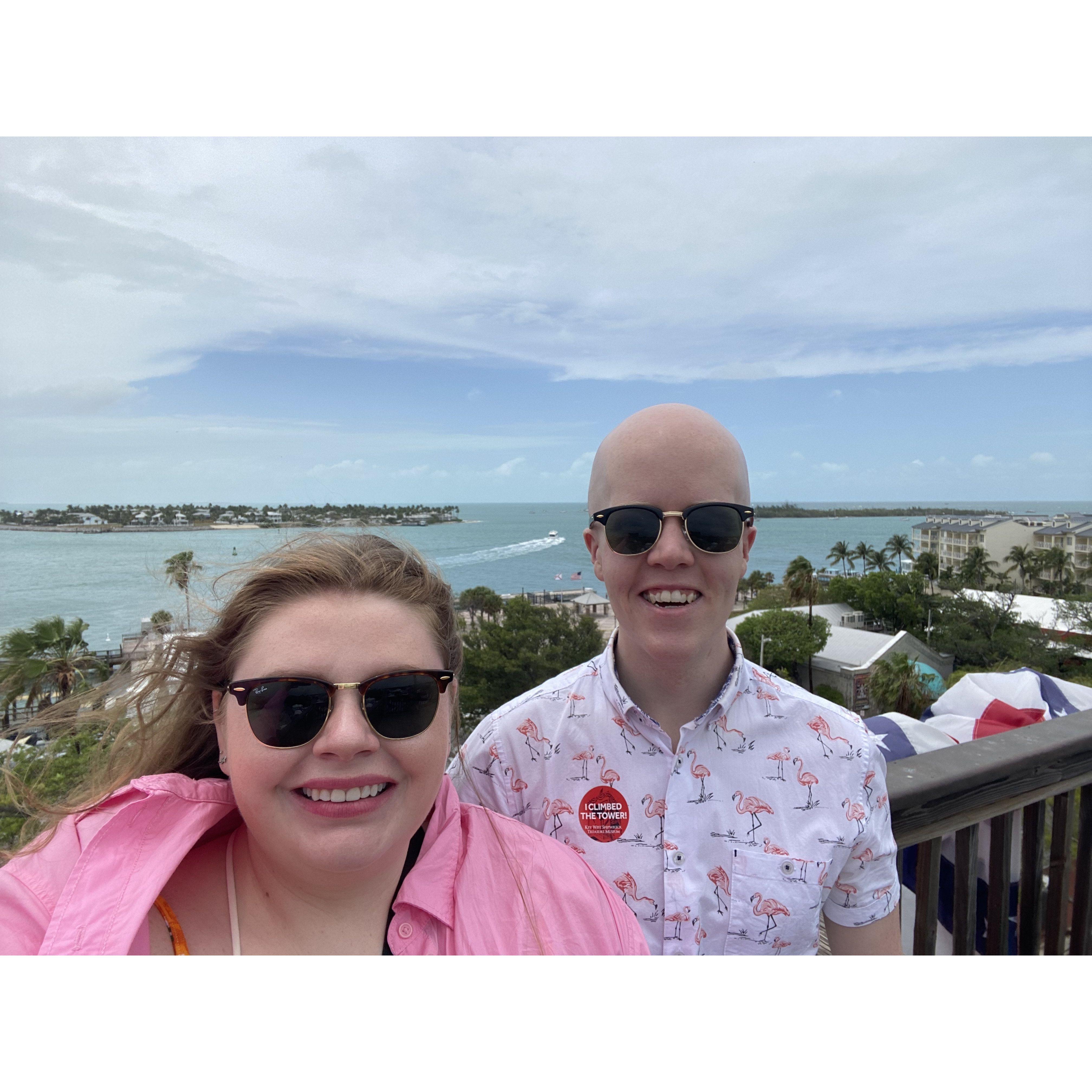 Key West! Our destination on our long road trip from Tucson to spread some on Sarah's mom Kim's ashes. This was taken at the top of an old shipwreck museum.