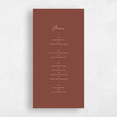 Brown Wedding Menu - Ivor