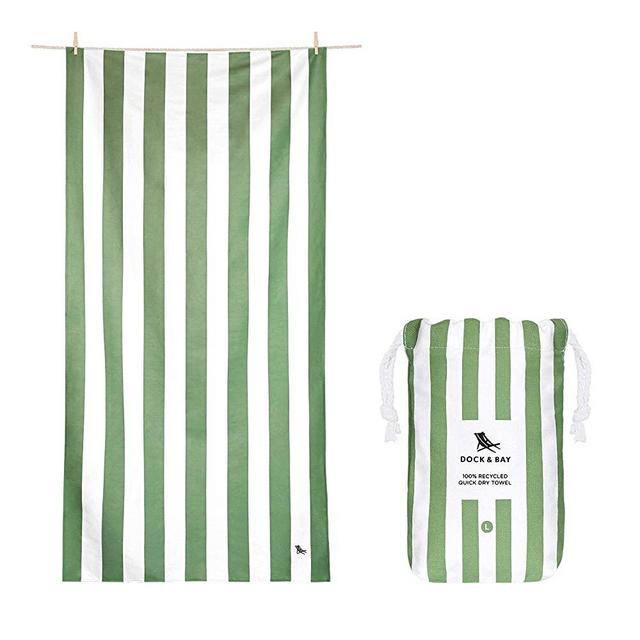Dock & Bay Beach Towel - for Travel, Swimming, Camping, Holiday - Super Absorbent, Quick Dry, Sand Free - Compact, Lightweight - 100% Recycled Materials - Includes Bag