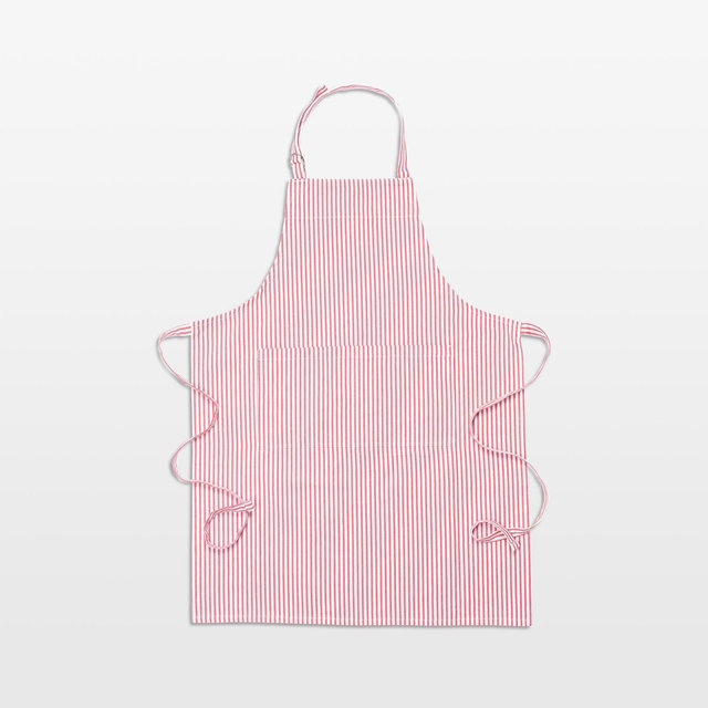 Metro Stripe Cherry Red Cotton Apron
