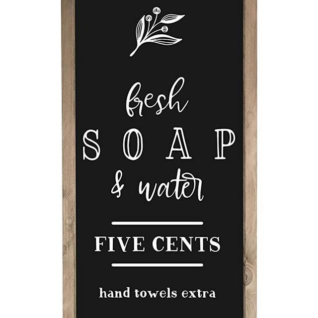 Fresh Soap and Water Framed Rustic Wood Farmhouse Wall Sign 9x18