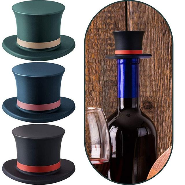 4 Pieces Hat Wine Stoppers Red Wine Stopper Decorative Wine Seal Stopper Cap Silicone Bottle Stopper for Beverage, Soda, Water Bottle, Champagne, Beer
