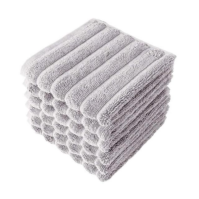 Classic Turkish Towels Luxury Bath Towel Set - Soft and Thick Oversized Ribbed Bathroom Towels Made with 100% Turkish Cotton (Platinum, 13x13 Washcloths)