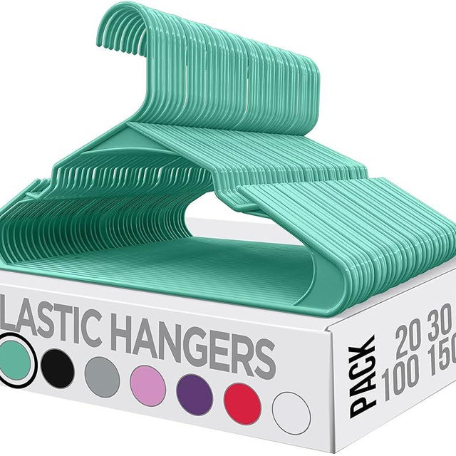 Utopia Home Clothes Hangers 50 Pack - Plastic Hangers Space Saving - Durable Coat Hanger with Shoulder Grooves (Aqua)