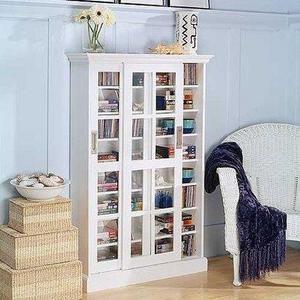 Sliding Door Multimedia Cabinet in White