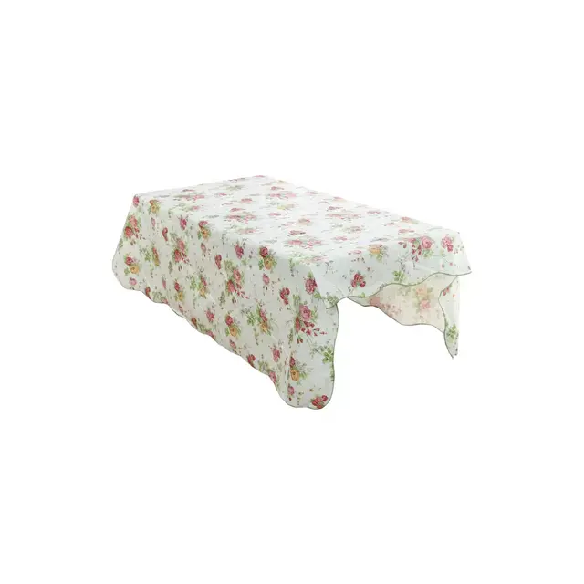 PiccoCasa Square Vinyl Water Oil Resistant Printed Tablecloths Pink Rose 35"x35"