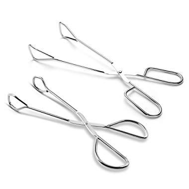 Hiash Food Tongs, Heavy Duty Stainless Steel Kitchen Tongs for BBQ, Barbecue, Cooking, Scissors Tongs 9 Inch & 11 Inch (Set of 2)