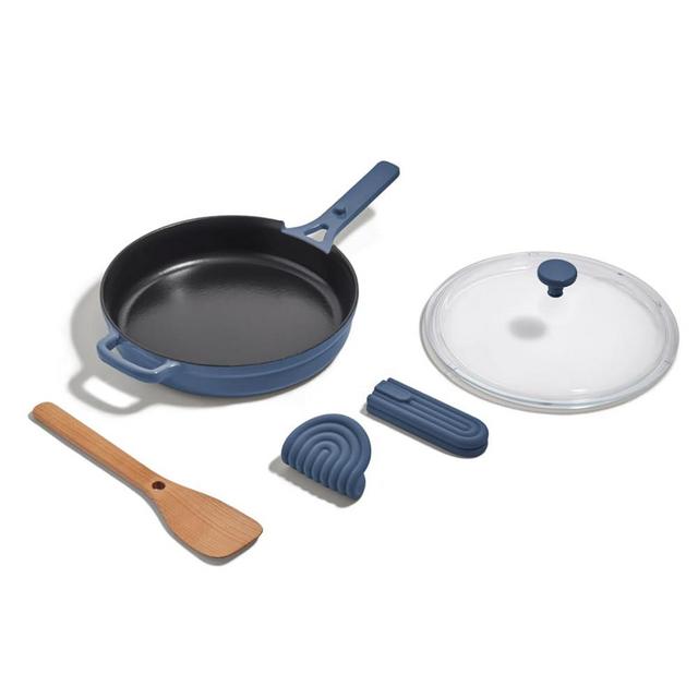Our Place Cast Iron Always Pan | Premium Enameled, Toxin-Free Surface | 10-inch 8-in-1 Multifunctional Cookware System | Lid, Handle Covers | Heavy Duty Skillet | Oven & High Heat Safe | Blue Salt