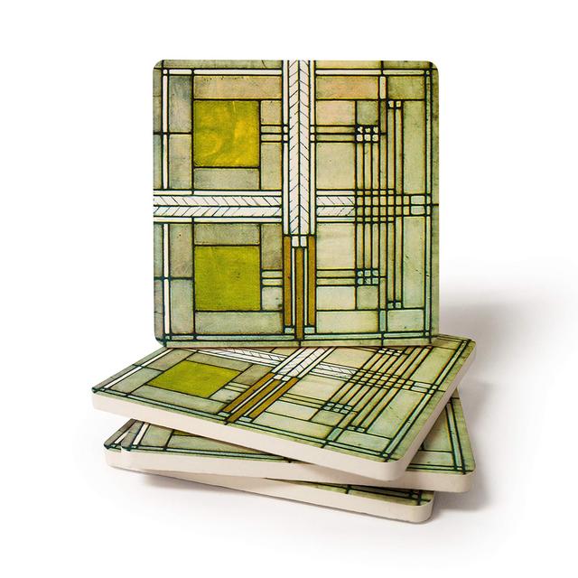 CoasterStone Absorbent Coaster Drinks Frank Lloyd Wright WILLITS SQUARE, Set of Four