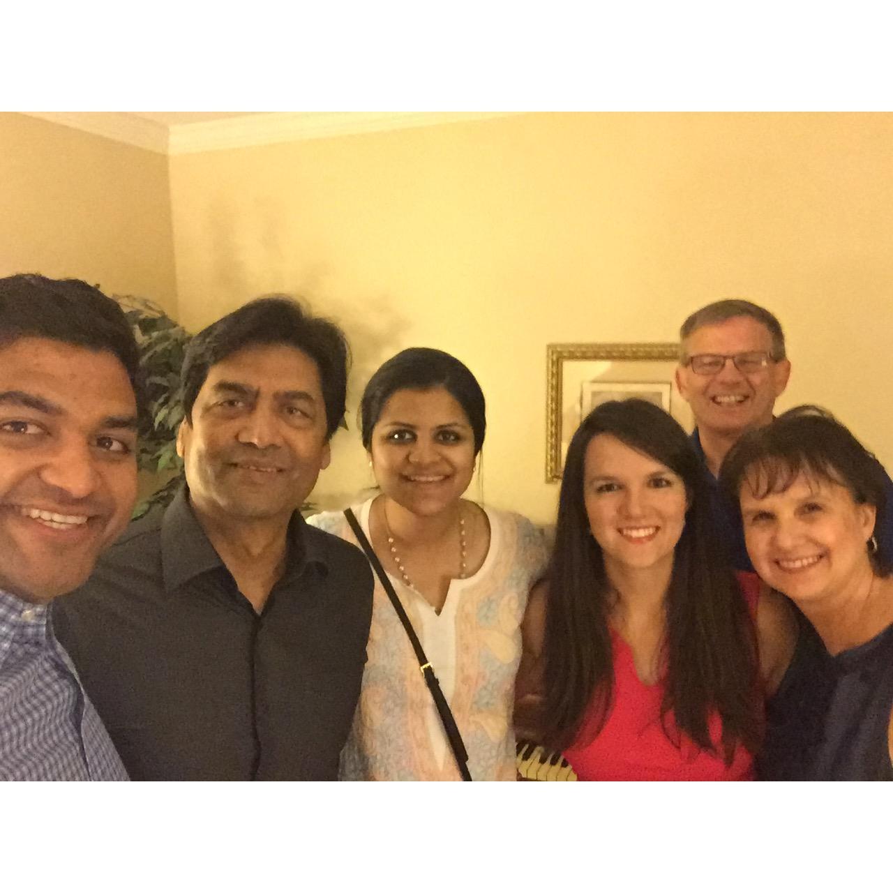 Baker parents meeting Mr. Bhadra and Aaron's sister Rumela for the first time after Aaron's birthday