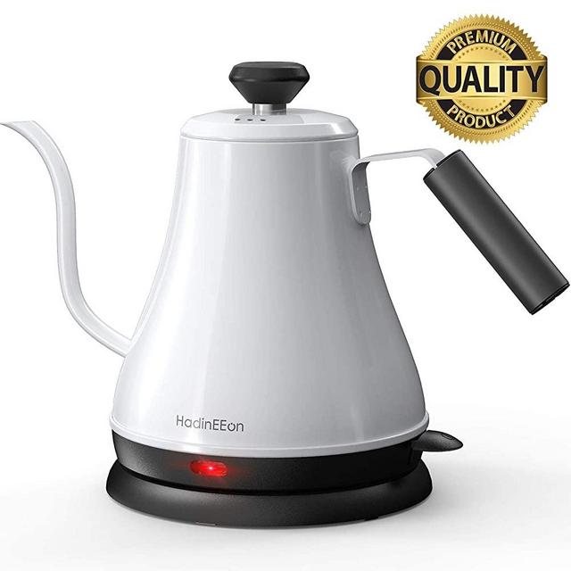 HadinEEon Electric Gooseneck Kettle 100% Stainless Steel BPA-Free Tea Kettle, Electric Pour Over Coffee Kettle Pot Portable Cordless Teapot with Auto Shut-Off Protection, 1000 Watt, 0.8L