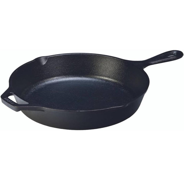 Lodge Seasoned Cast Iron Skillet - 12 Inch Ergonomic Frying Pan with Assist Handle, black