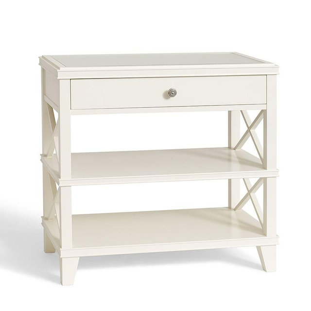 Clara 32" Lattice Wide Nightstand, Sky White