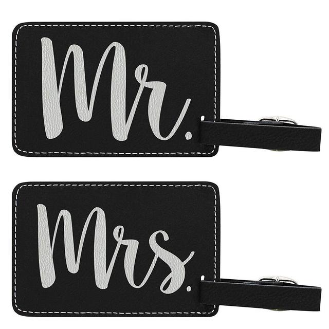 Newlywed Gifts Mr & Mrs Luggage Tags Wedding Laser Engraved Leather Luggage Tags