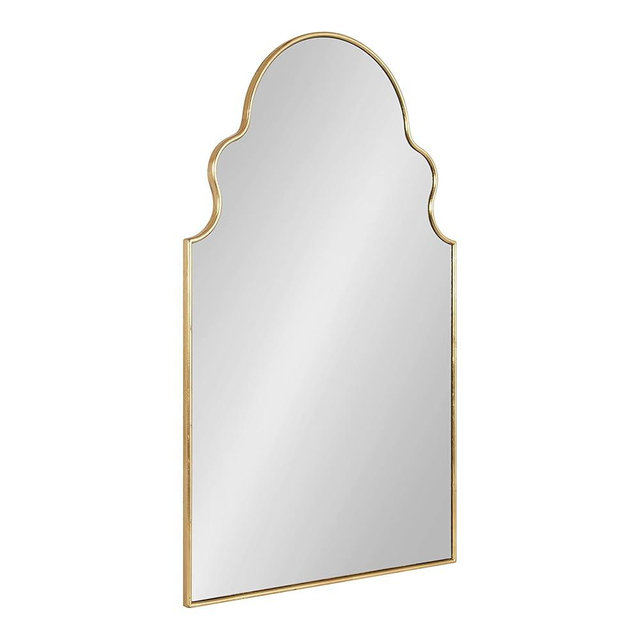 Kate and Laurel Vania Moroccan Arch Decorative Wall Mirror, 20 x 34, Gold, Modern Arched Scalloped Boho Mirror with Large Size for Stunning Home Decor