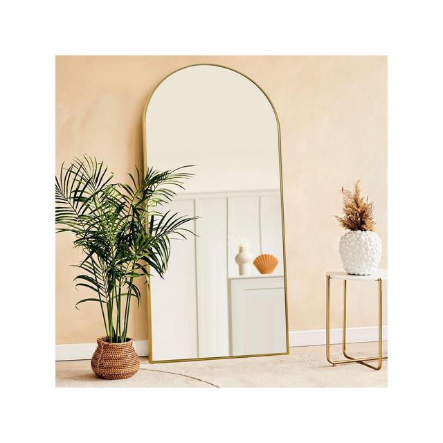 Muse Gold Arch Mirror Full Length,71X31 Arched Mirror Oversize Rectangle With Arch-Crowned Top with Aluminum Frame Leaning Floor Mirrors-The Pop Home