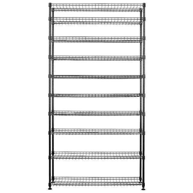 SafeRacks 10-Tier Shoe Rack - Black, Large Shoe Storage Organizer, 60 Pair, Heavy Duty Shoe Stand with Vertical Free Standing Shoe Shelf, Perfect for Entryway, Closet, Garage, & Bedroom Storage