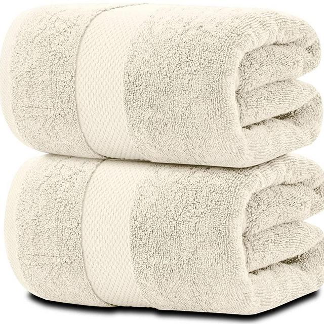 White Classic Luxury Bath Sheet Towels Extra Large | Highly Absorbent Hotel spa Collection Bathroom Towel | 35x70 Inch | 2 Pack (Ivory)