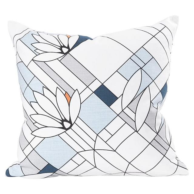 KAF Home Frank Lloyd Wright Printed Throw Pillow Cover 20 x 20-inch 100-Percent Cotton (Water Lilies)