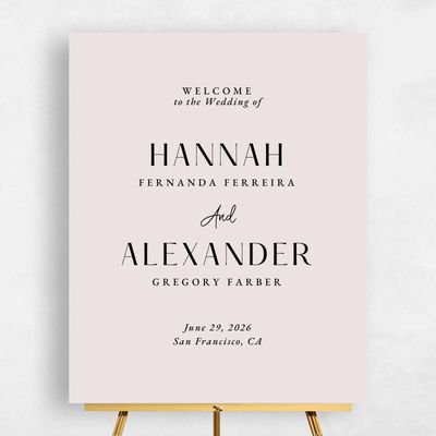Light Mauve, Pink Wedding Sign - Milford Portrait