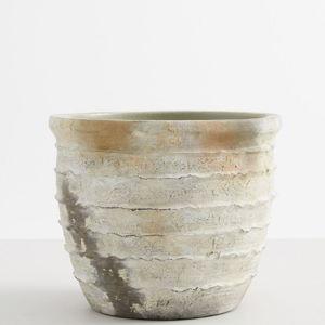 Artisan Hand Painted Terra Cotta Cachepot - 12.25"diam.
