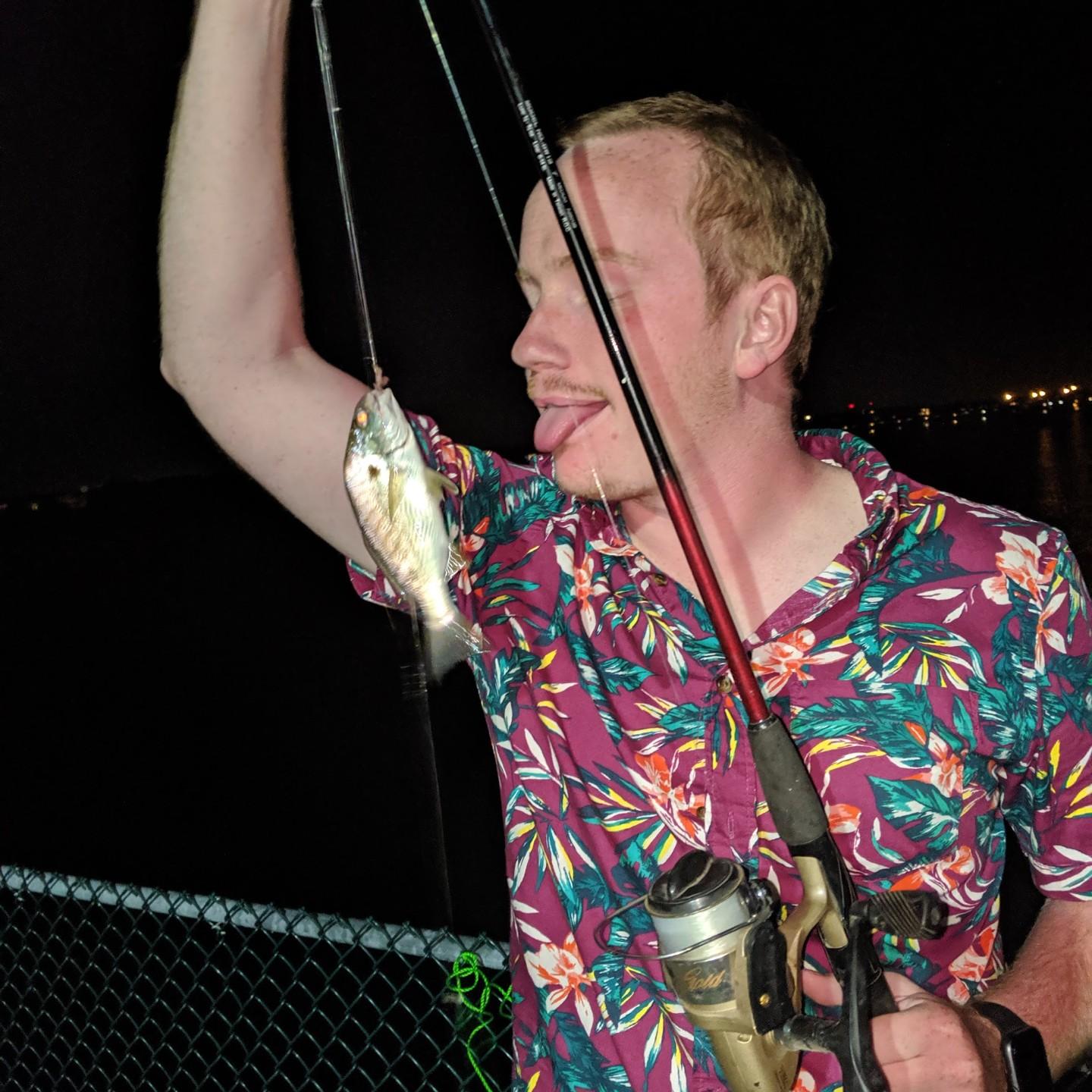 Ross's first fish (caught with Rob's help).