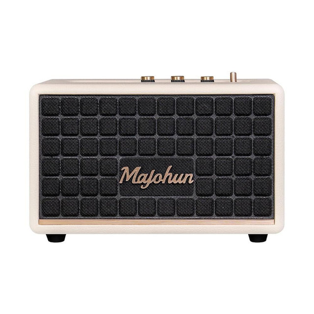 100W (Peak) Wood Bluetooth Speaker for Home, Vintage Speaker with Bluetooth 5.4, TWS Paire, Stereo Sound with Bass/Treble Control, AUX and USB Input, Retro Speakers for Home, Room, Office,Party(White)