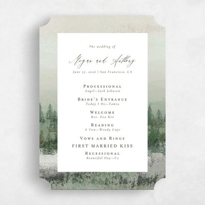 Green Ticket Wedding Program - Rockford