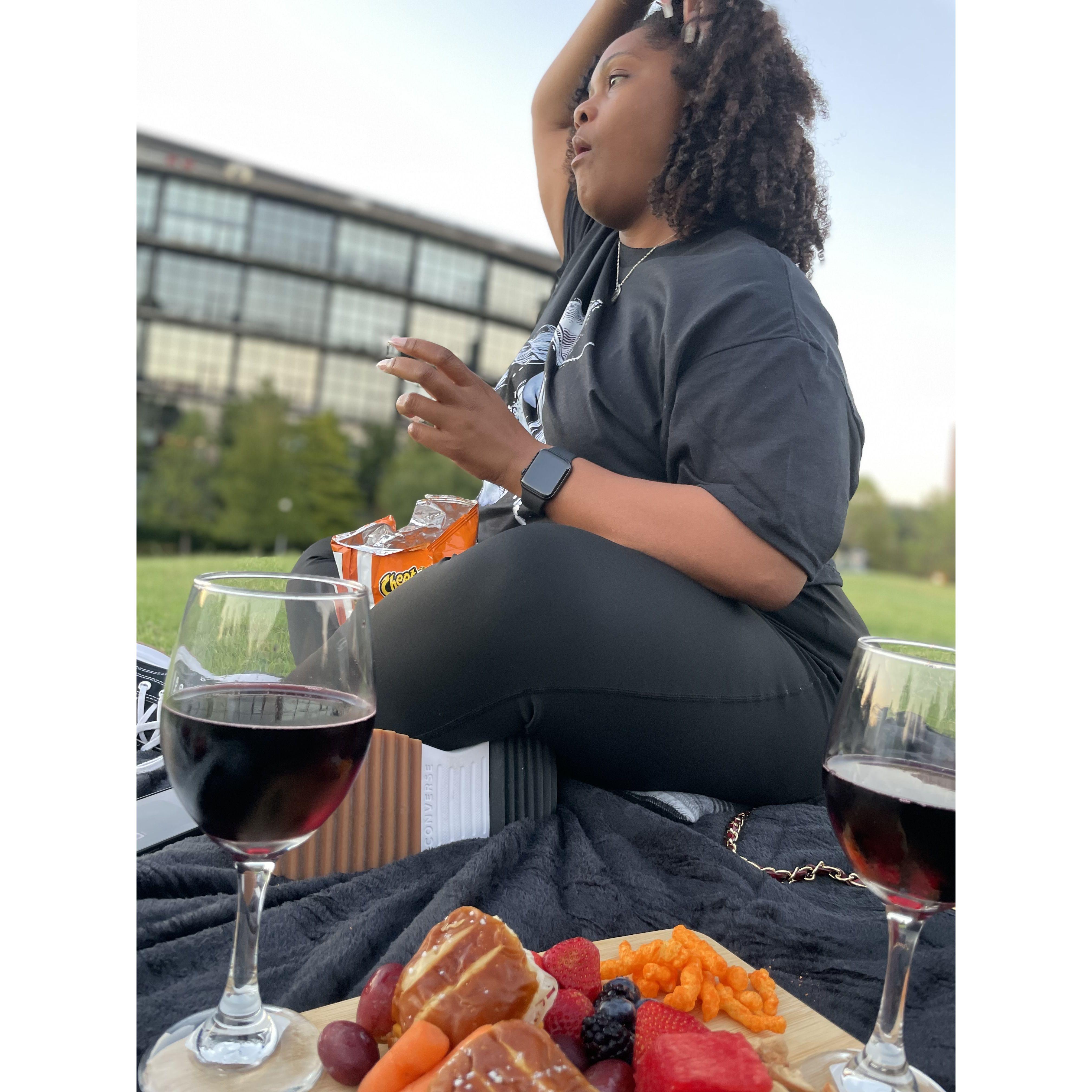 The Bride enjoying a picnic, not realizing what this night had in store