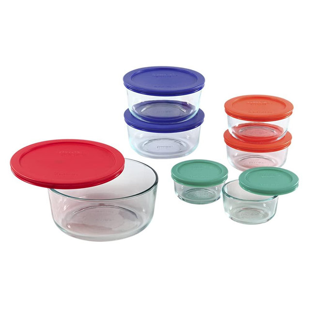Pyrex 1081886 14pc. Storage Set w/Colored Free Lids