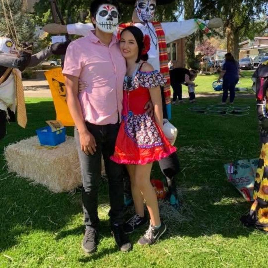 Our first year together at a dia de los muertos festival we brought our first born Clover that day