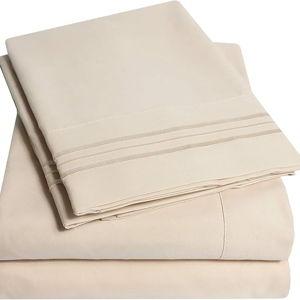 1500 Supreme Collection King Sheet Sets Beige Cream - Luxury Hotel Bed Sheets and Pillowcase Set for King Mattress - Extra Soft, Elastic Corner Straps, Deep Pocket Sheets, King Beige Cream