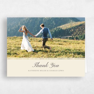Beige Typography Wedding Thank You - Abbey Portrait