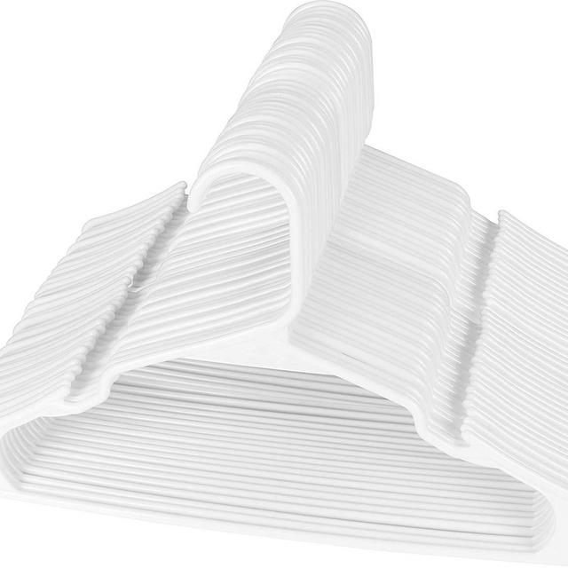 Utopia Home White Plastic Standard Hangers for Clothes 50-Pack Space Saving Notched Hangers