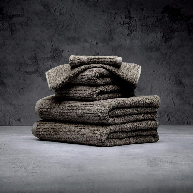 LUXOME Luxury Performance 6-Piece Bath Towel Set | Dual-Loop Design | Ultra Soft | Highly Absorbent | Quick Drying | Cobblestone