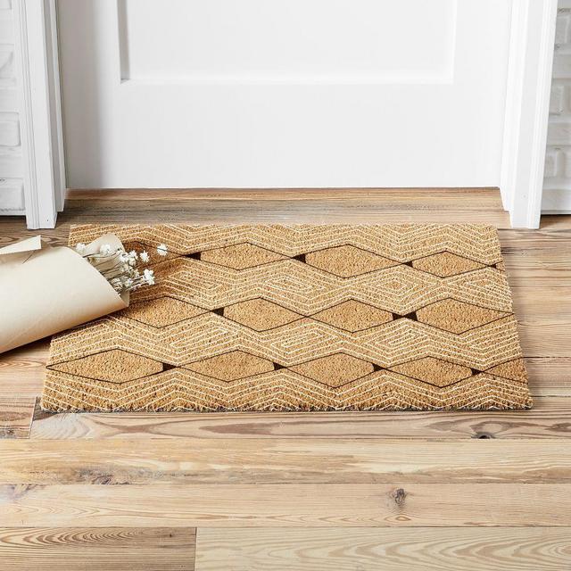 Drawn Diamonds Doormat, 18"x30", Natural
