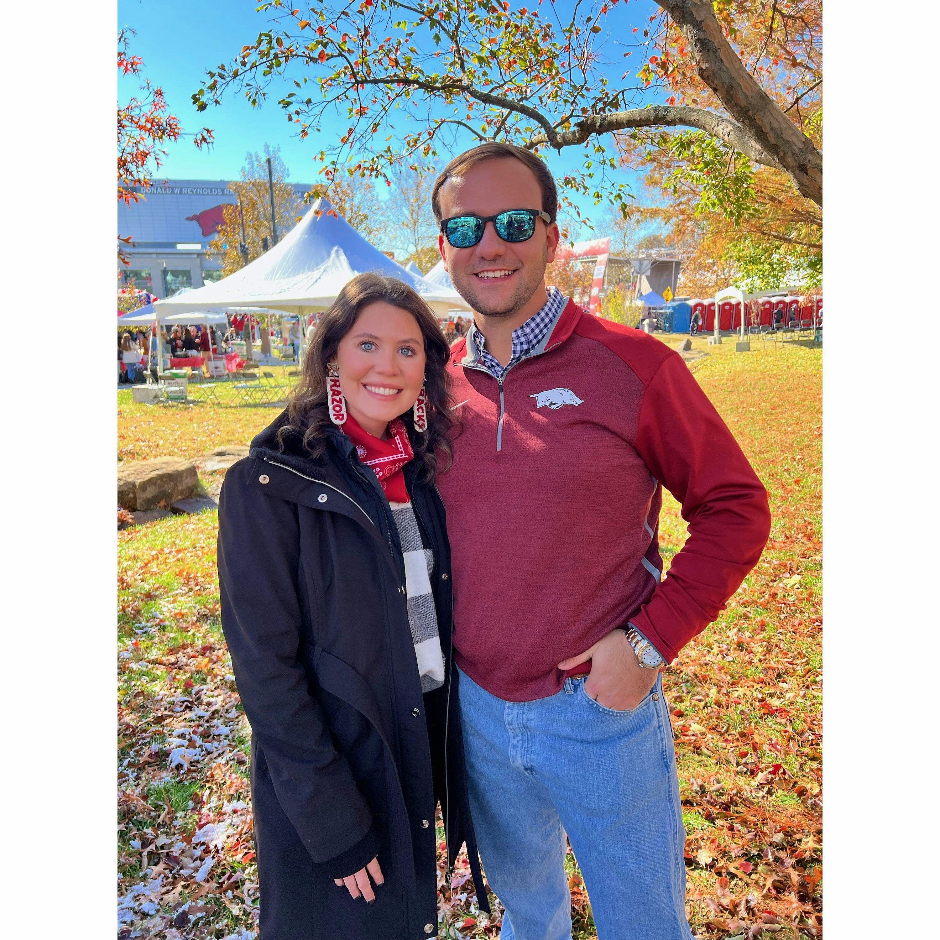 We love cheering on the Hogs together. Woo pig sooie!