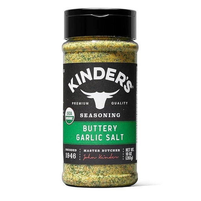 Kinder's Organic Buttery Garlic Master Salt, Premium Quality Seasoning, MSG Free and USDA Certified Organic, 2.75 oz