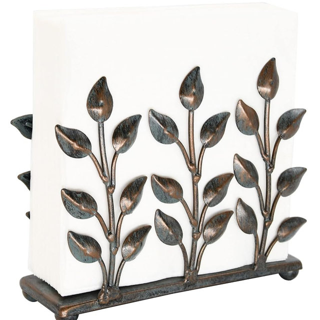 OwlGift Antique Metal Cooper Green Napkin Holder, Napkin Dispenser for Cocktail or Luncheon Napkins, Vertical Napkin Holders for Kitchen, tables, and Outdoor