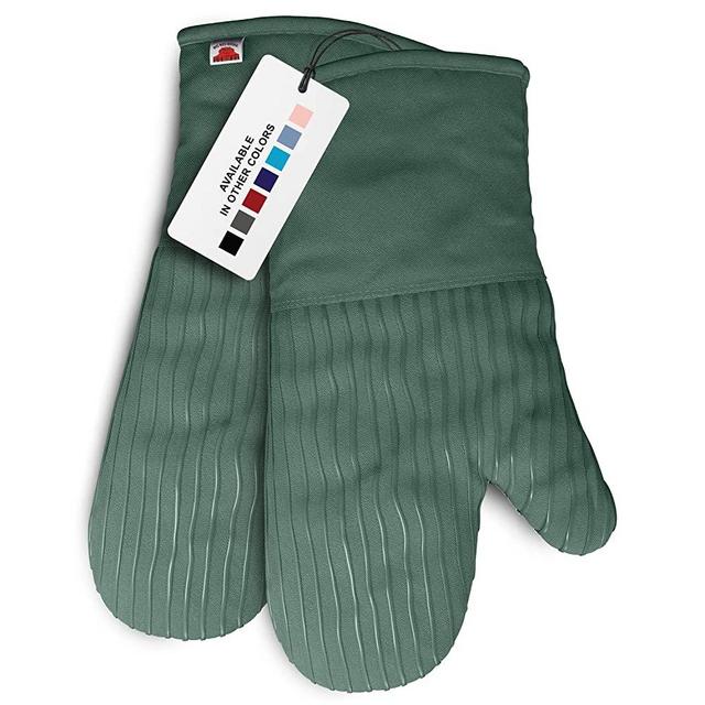 Big Red House Heat-Resistant Oven Mitts - Set of 2 Silicone Kitchen Oven Mitt Gloves, Green