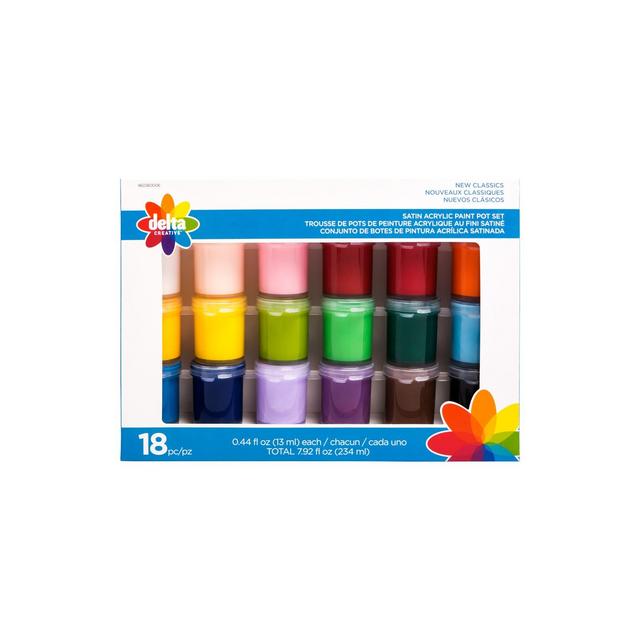 18ct .44 fl oz Satin Acrylic Paint Pot Set - Delta